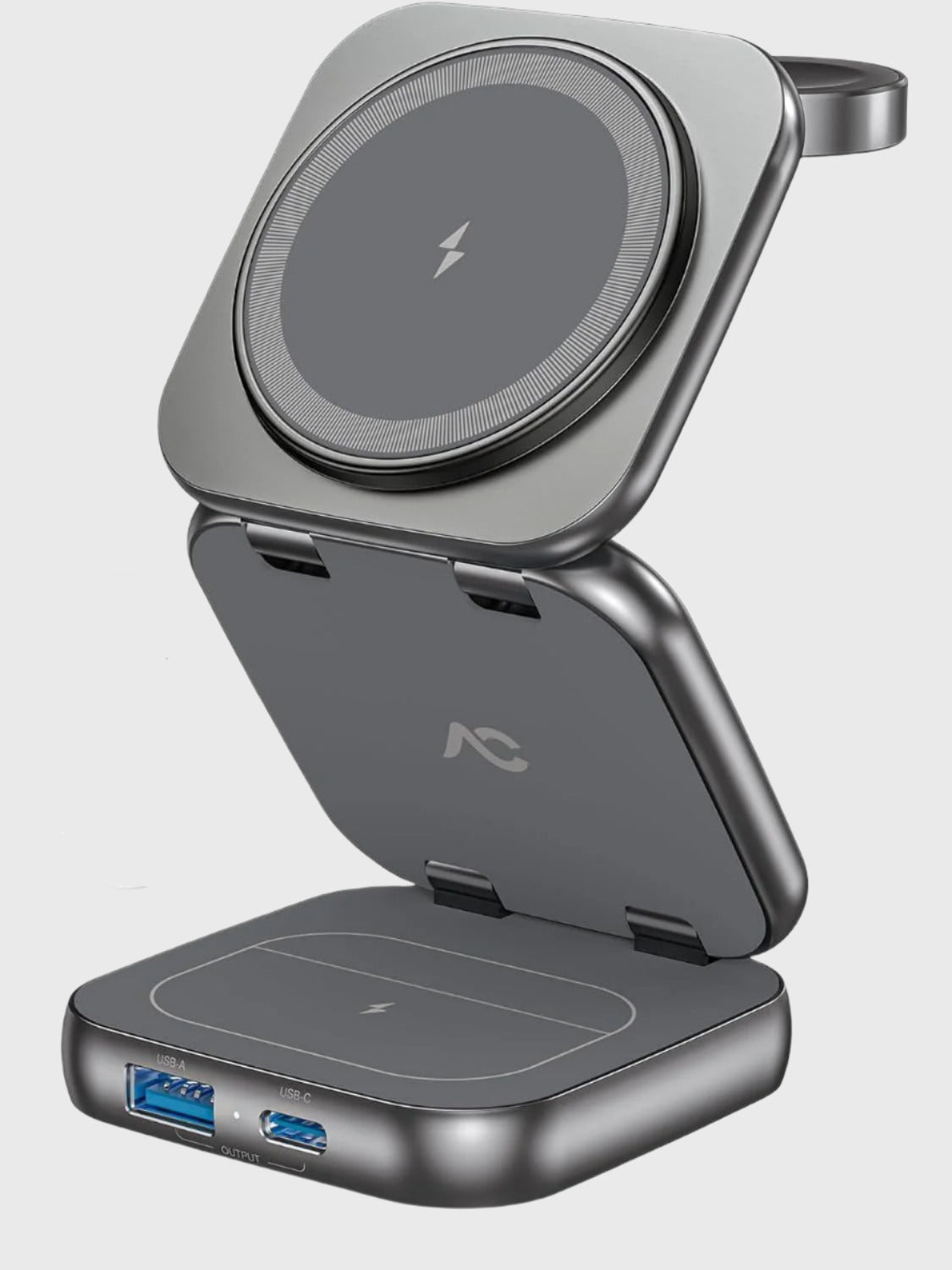 3-in-1 Magnetic Wireless Charger for Apple Devices – Foldable, Portable Charging Stand Compatible with iPhone, Apple Watch & AirPods